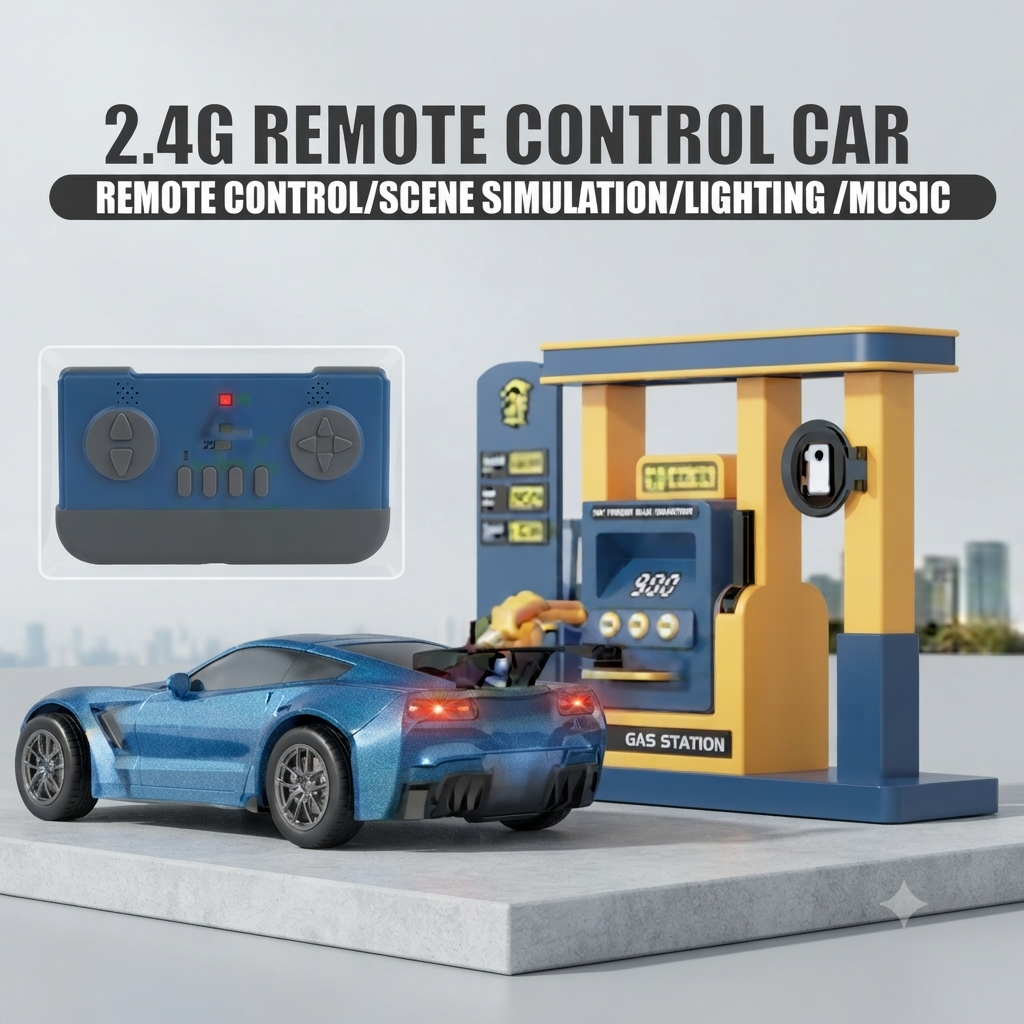 2.4GHz RC Electric Crazon Smoke Car With Petrol Station