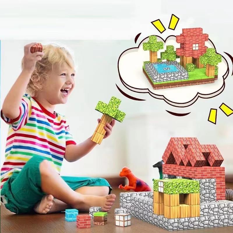 Minecraft 100-Piece Magnetic Building Blocks Set with Storage Box