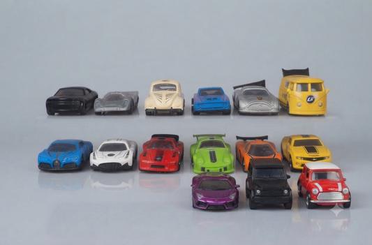 18-Piece Alloy Die-Cast Scale Model Toy Car Set with Display Stand