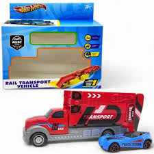 Inertia Rail Transport Vehicle Toy with Foldable Track and Alloy Car