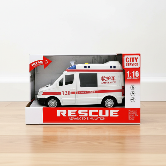 1:16 Friction Ambulance Toy with Light and Music