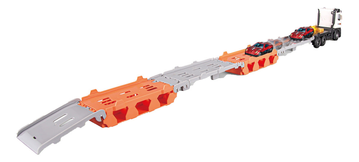 Alloy Car Deformation Transport Truck with 77cm Ejection Track and Racing Cars