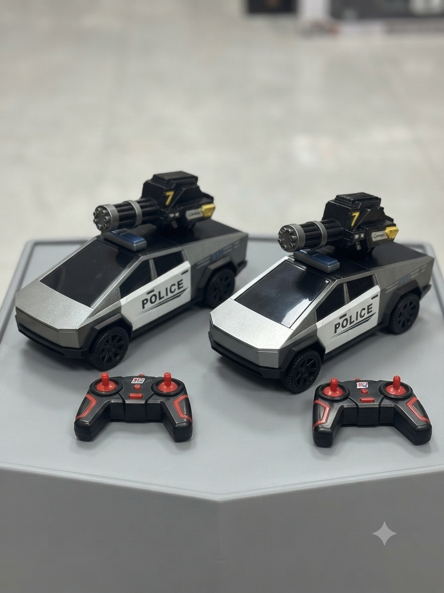 Dong Yi RC Police Cyber Truck with Cannon & Remote Control - Off-Road Toy Car