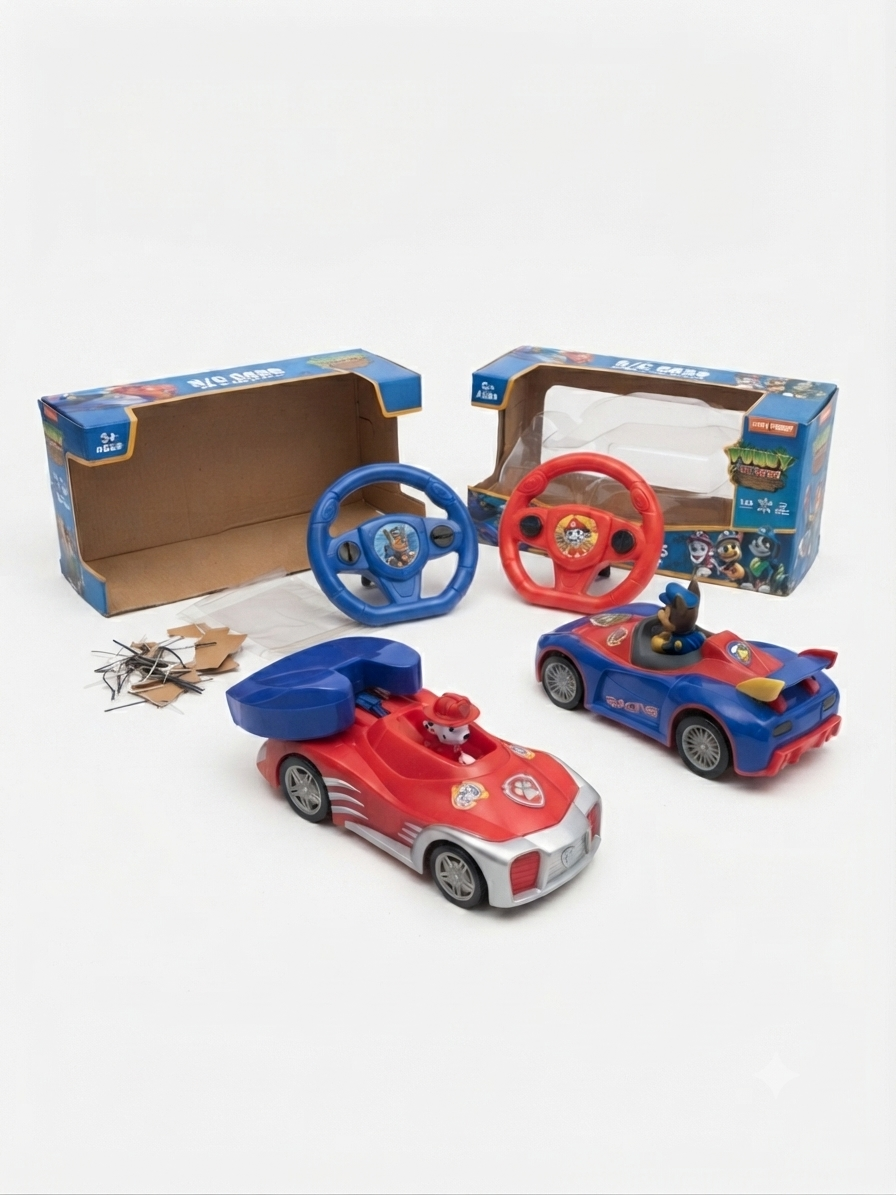 Paw Patrol Theme RC Racing Cars Set with Steering Wheel Remote Control