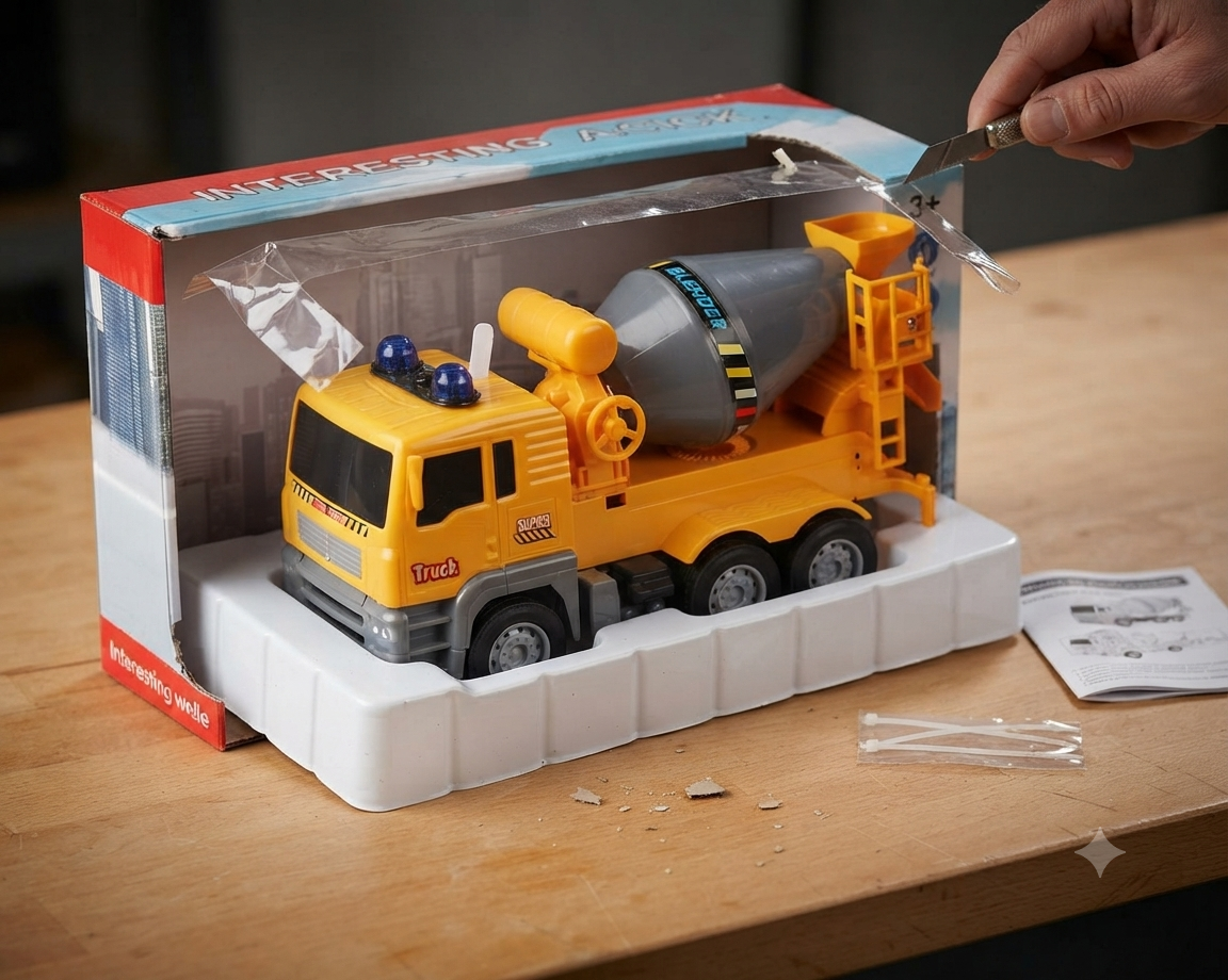 1:16 Scale friction Construction Cement Mixer Truck Toy – Interactive Lights & Sound