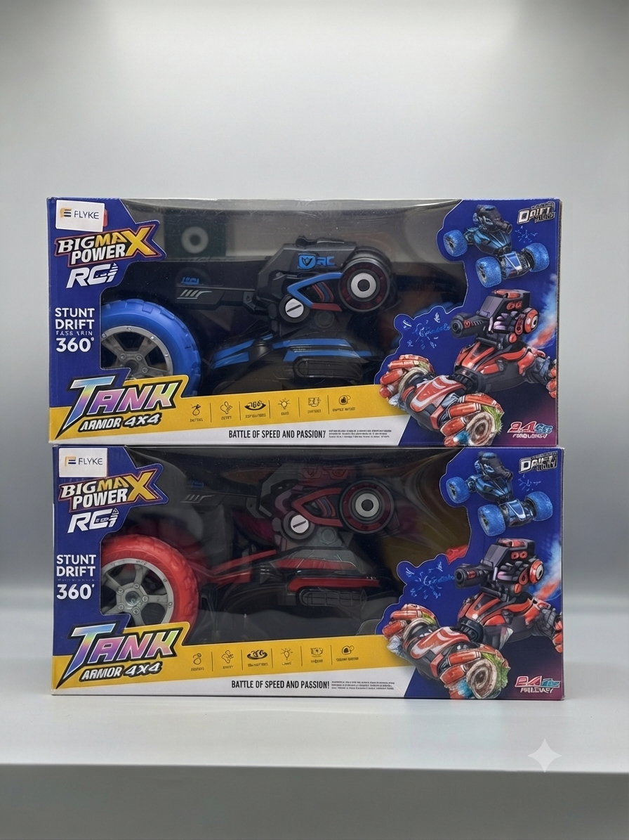 Big Max Power RC Tank Armor 4X4 Stunt Drift Car with Orbeez Blaster & Remote Control
