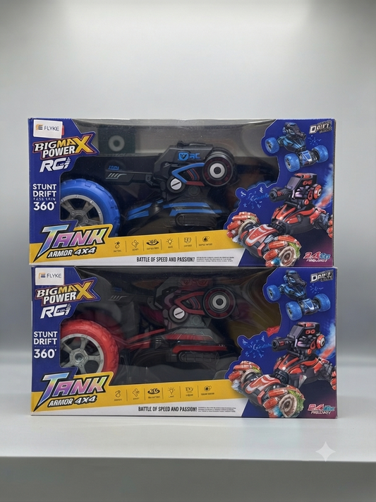 Big Max Power RC Tank Armor 4X4 Stunt Drift Car with Orbeez Blaster & Remote Control