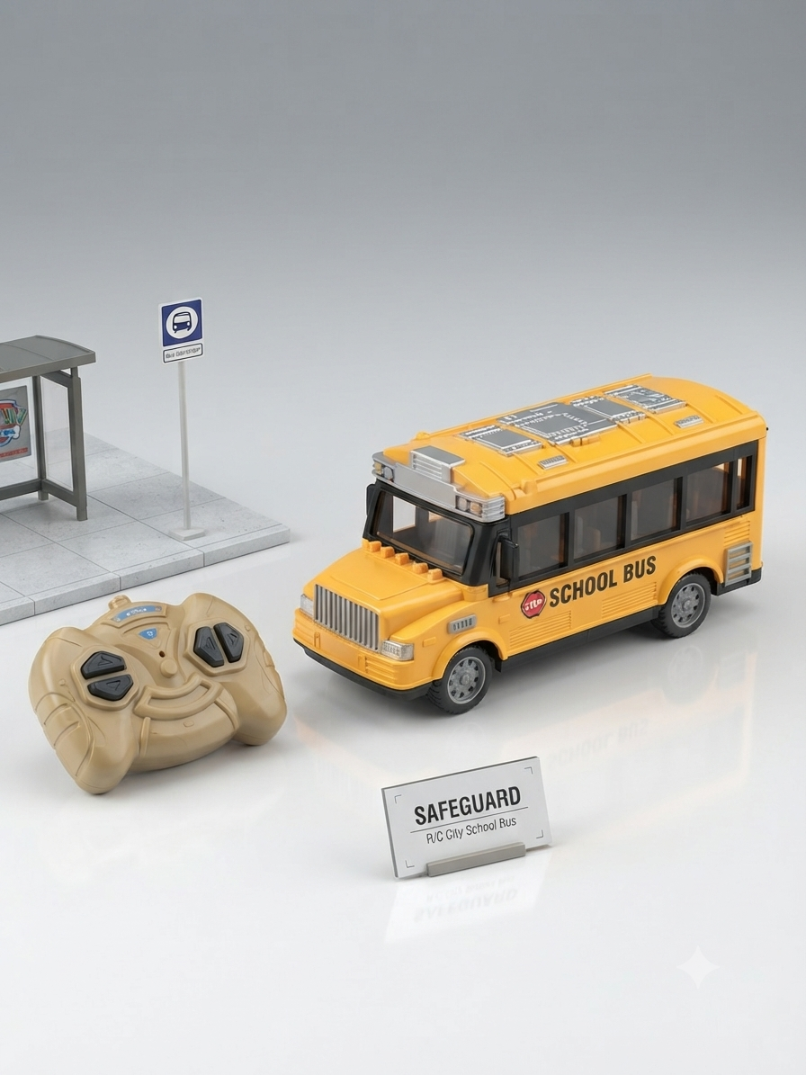 Rechargeable RC School Bus with Remote Control & Lights