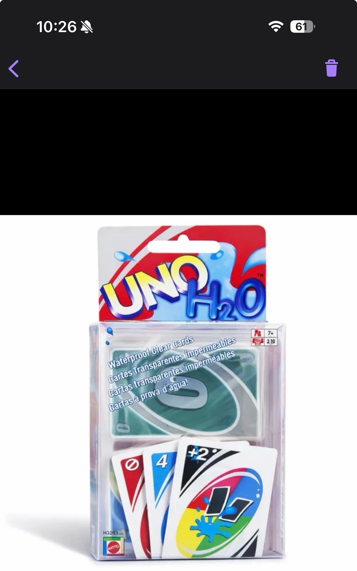 UNO H2O To Go Card Game – Waterproof & Clear Playing Cards with Travel Clip