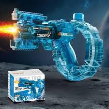 Electric Automatic Water Gun with Continuous Burst Technology – High-Pressure Rapid-Fire Water Blaster with LED Lights & USB Rechargeable Battery for Kids & Adults – Transparent Blue Shark Series