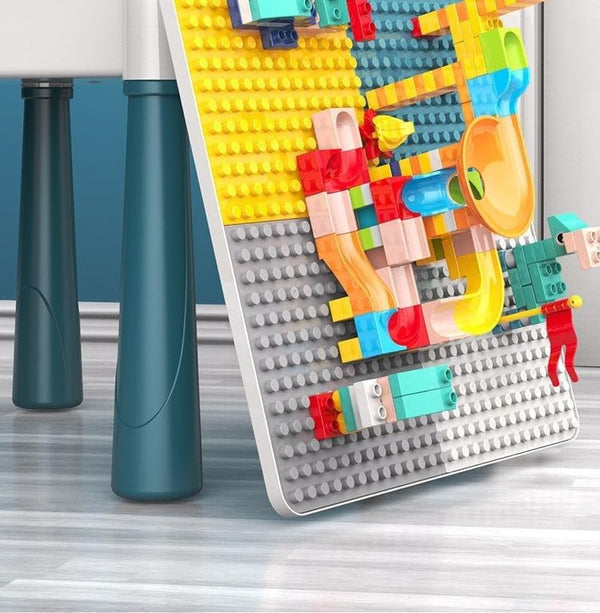 Kids Building Blocks Table With Chair & Learning Station (72Pcs)