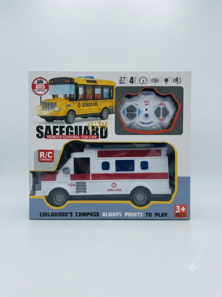 Safeguard Remote Control Ambulance Toy for Kids - 27MHz Full-Function RC Emergency Vehicle