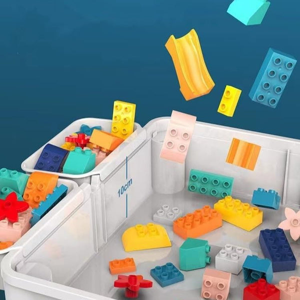 Kids Building Blocks Table With Chair & Learning Station (72Pcs)