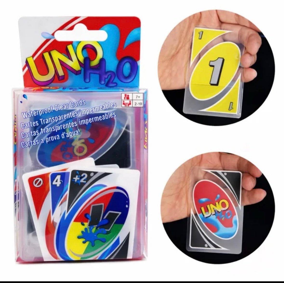 UNO H2O To Go Card Game – Waterproof & Clear Playing Cards with Travel Clip