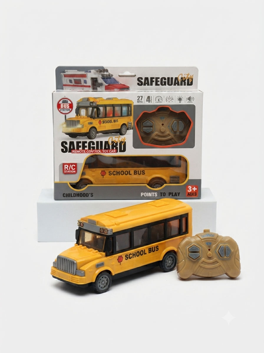 Rechargeable RC School Bus with Remote Control & Lights