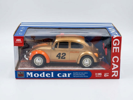 HXL 1:16 Scale Vintage Racing Remote Control Car - 27MHz RC Model Car (Gold, Age 6+)