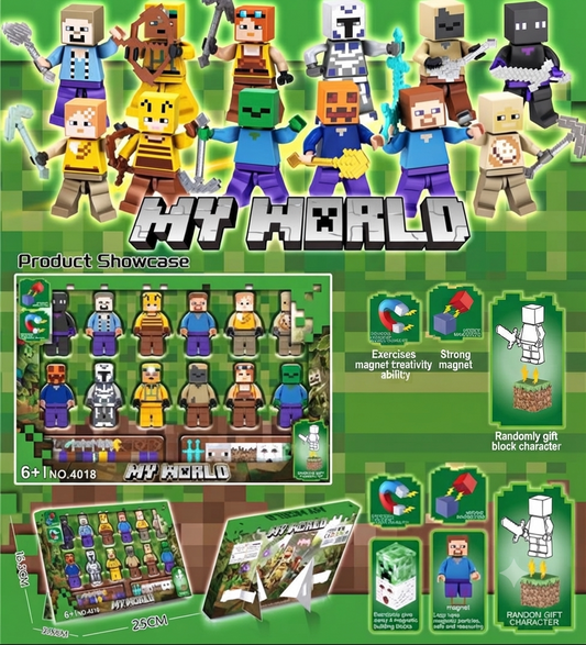 My World 6+1 Magnetic Building Blocks Figure Set 12 piece set