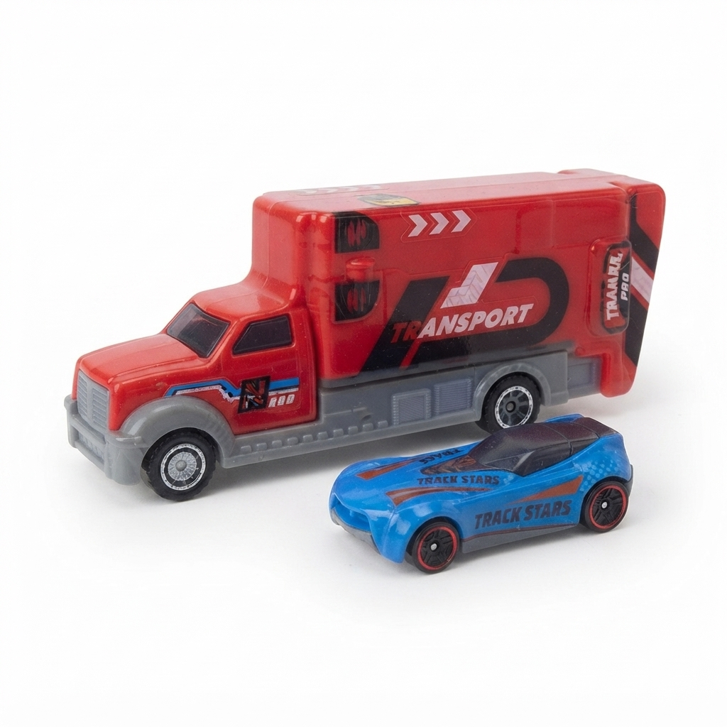 Inertia Rail Transport Vehicle Toy with Foldable Track and Alloy Car