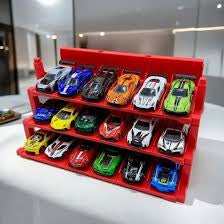 18-Piece Alloy Die-Cast Scale Model Toy Car Set with Display Stand