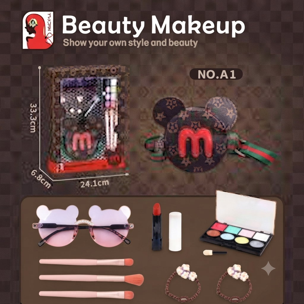 Kids Mickey Mouse Themed Beauty Makeup & Accessories Toy Set