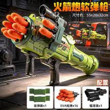 Green RPG-Style Foam Dart Launcher Toy with Scope and EVA Rockets