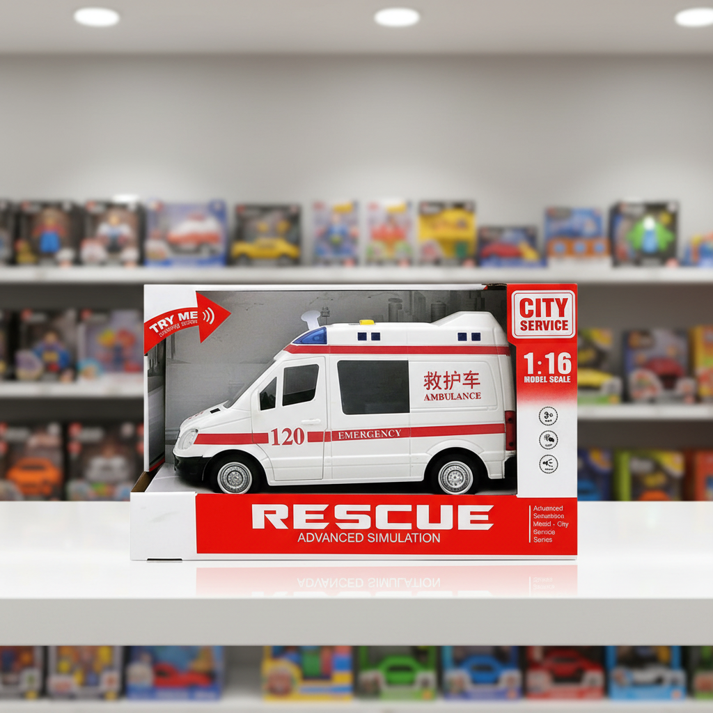 1:16 Friction Ambulance Toy with Light and Music