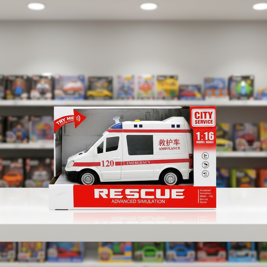 1:16 Friction Ambulance Toy with Light and Music