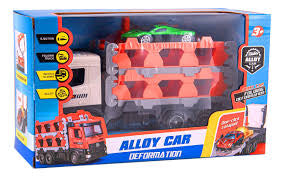 Alloy Car Deformation Transport Truck with 77cm Ejection Track and Racing Cars