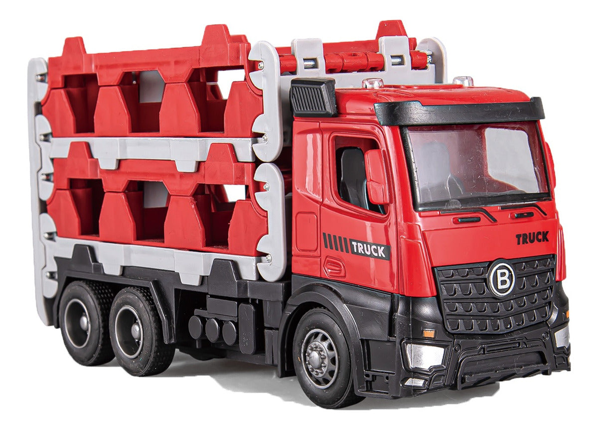 Alloy Car Deformation Transport Truck with 77cm Ejection Track and Racing Cars