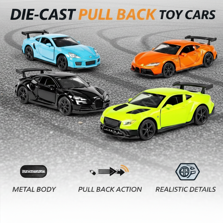 Die-Cast Pull Back Race Car Set (Random Color)