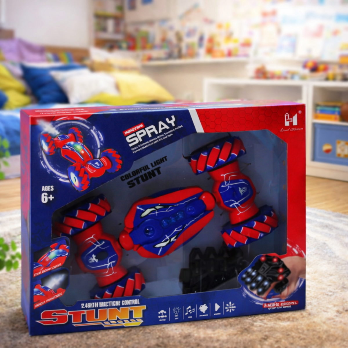 Spray Stunt RC Car with Hand Gesture Control and remote 
- 360° Drift & Light Effects