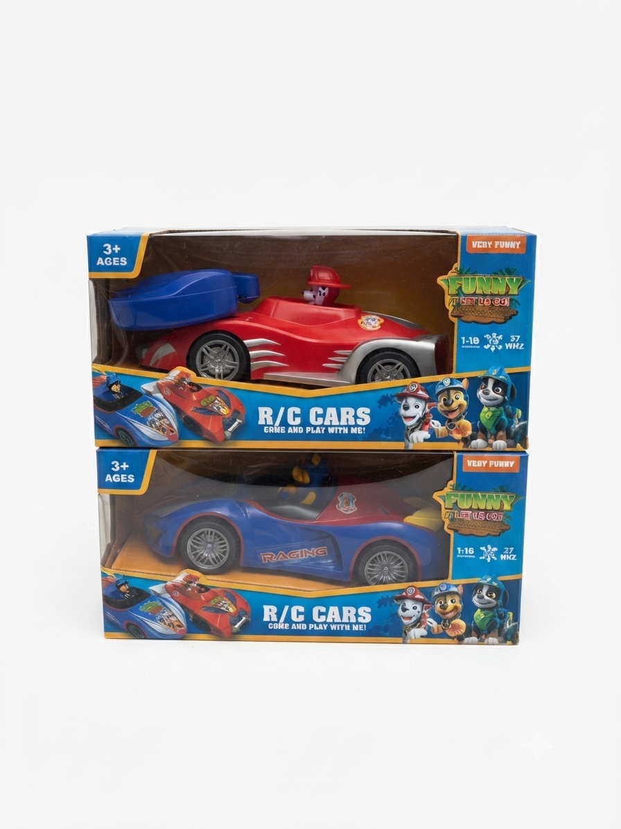 Paw Patrol Theme RC Racing Cars Set with Steering Wheel Remote Control