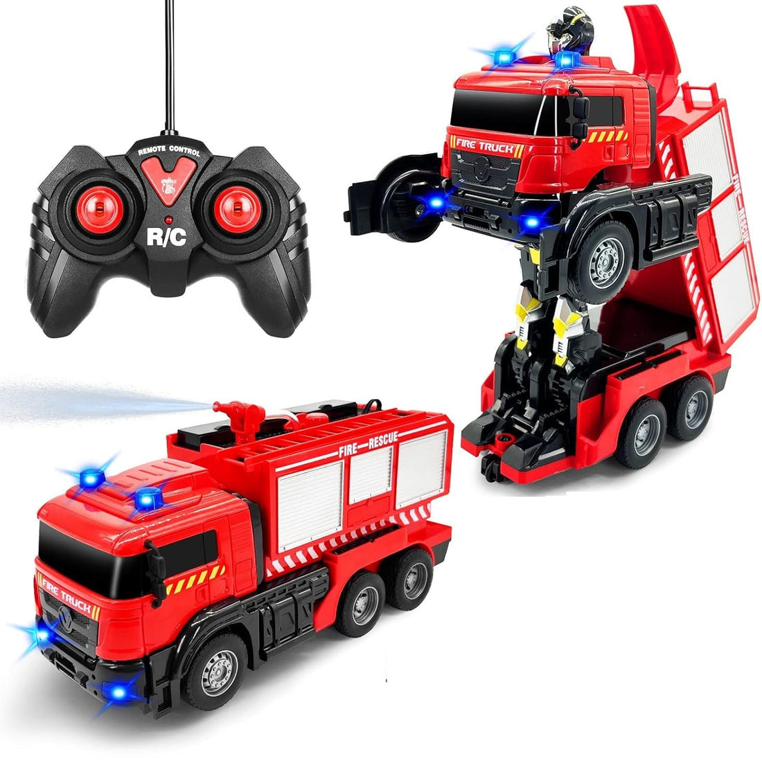 RC Transforming Fire Rescue Truck With Water Spray And Lights -