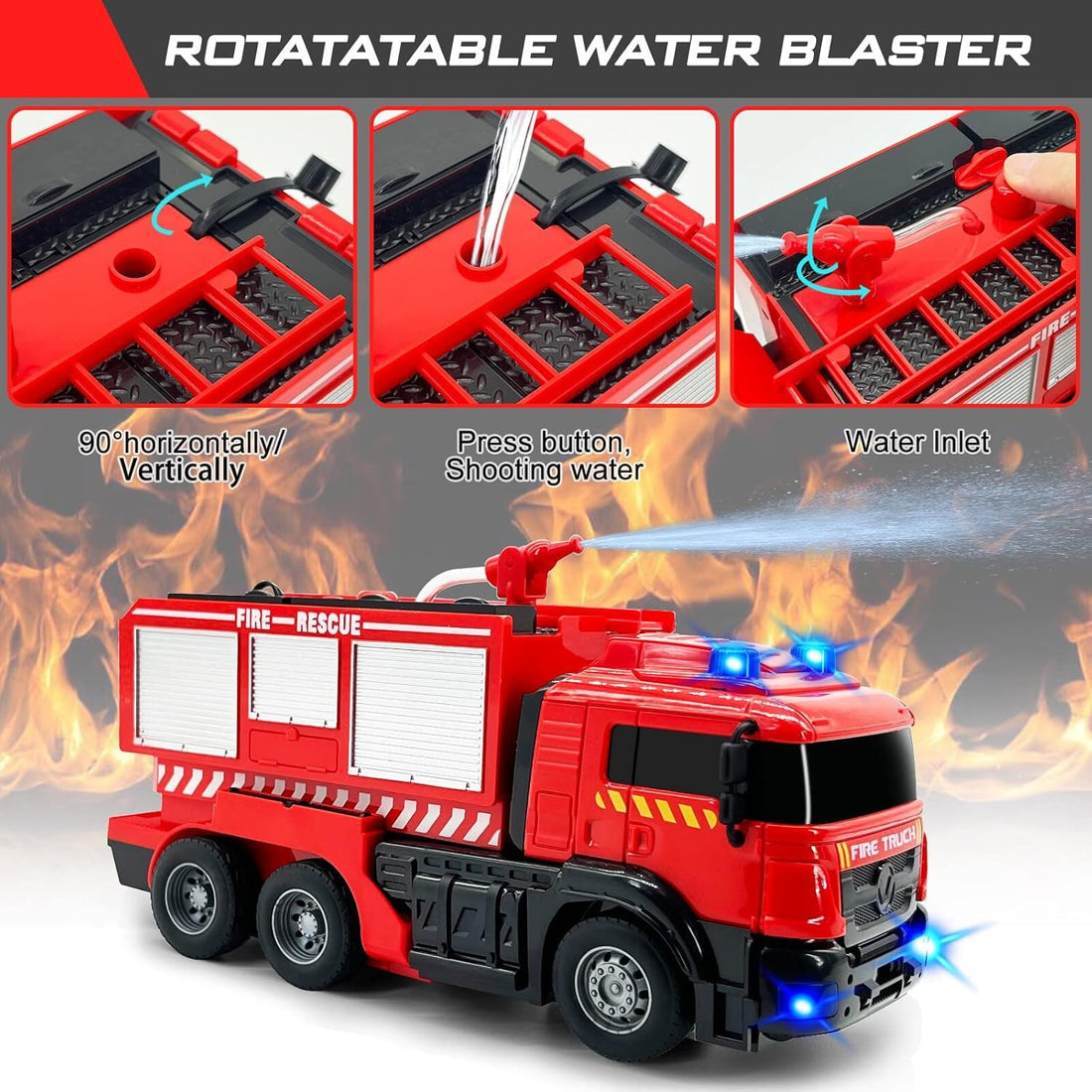 RC Transforming Fire Rescue Truck With Water Spray And Lights -