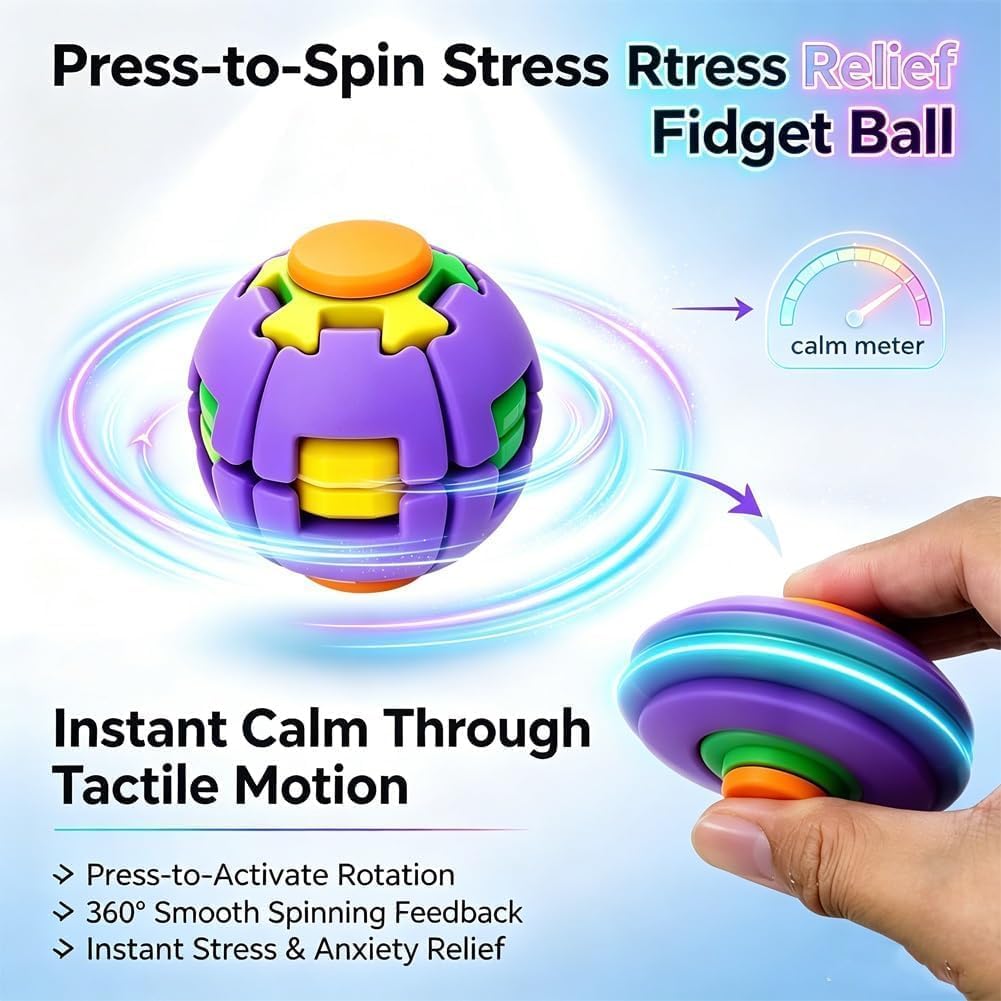 Colorful 3D Printed Press Fidget Spinner Ball (Random Color)