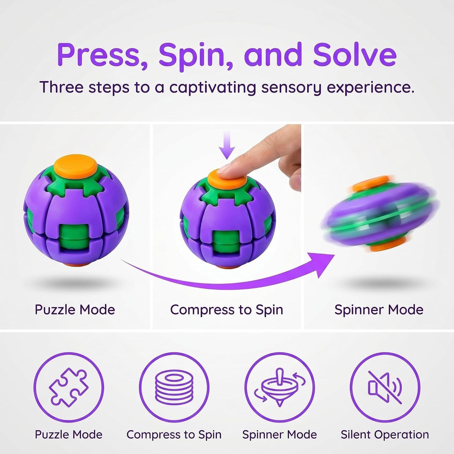 Colorful 3D Printed Press Fidget Spinner Ball (Random Color)