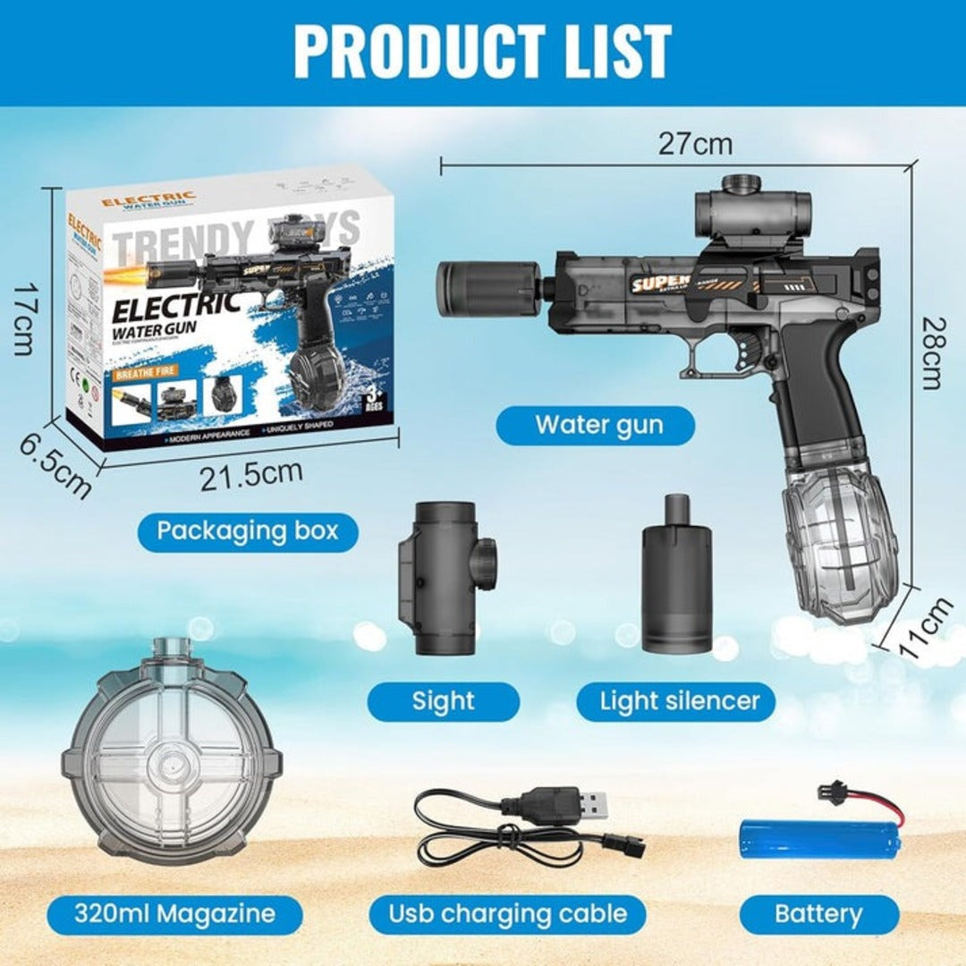 Electric Water Gun with Drum Magazine I
Rechargeable Automatic
Water Blaster Toy for
Kids