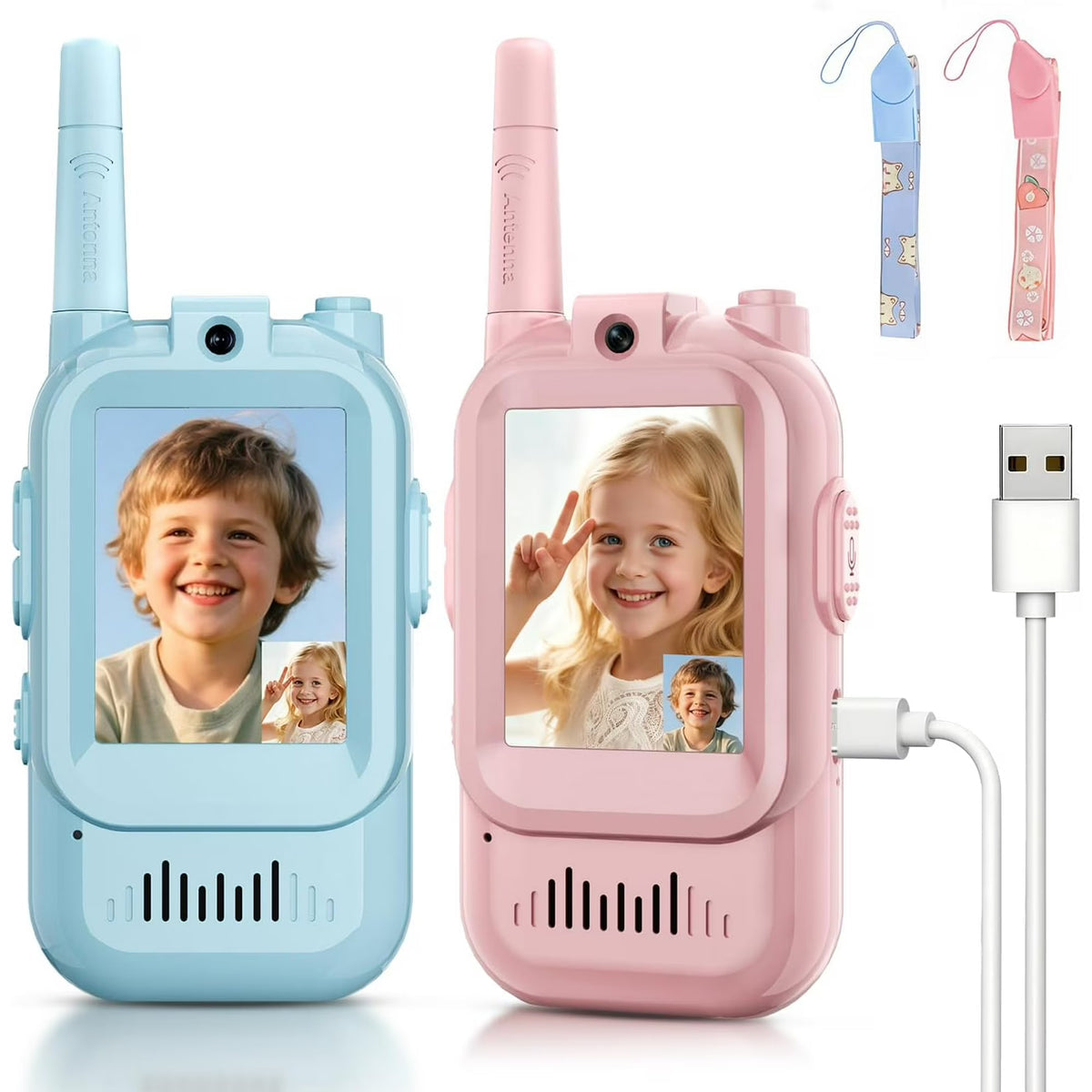 2Pcs Rechargeable Kids Video Walkie Talkie