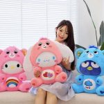 Cartoon Care Bears Cross-Dressing Hello Kitty Big Plush Toy Rainbow Bear Plush Doll Bedroom Pillow Kid Birthday Gift