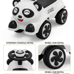 Kids Cute Panda Musical Ride-On Car with Under-Seat Storage & Backrest – White & Black Toddler Push Car