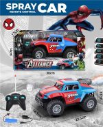Kids Remote Control Spray Car – High-Speed RC Monster Truck with Real Smoke Exhaust Effect, Lights, and Rechargeable Battery (Superhero Edition) - Image 3